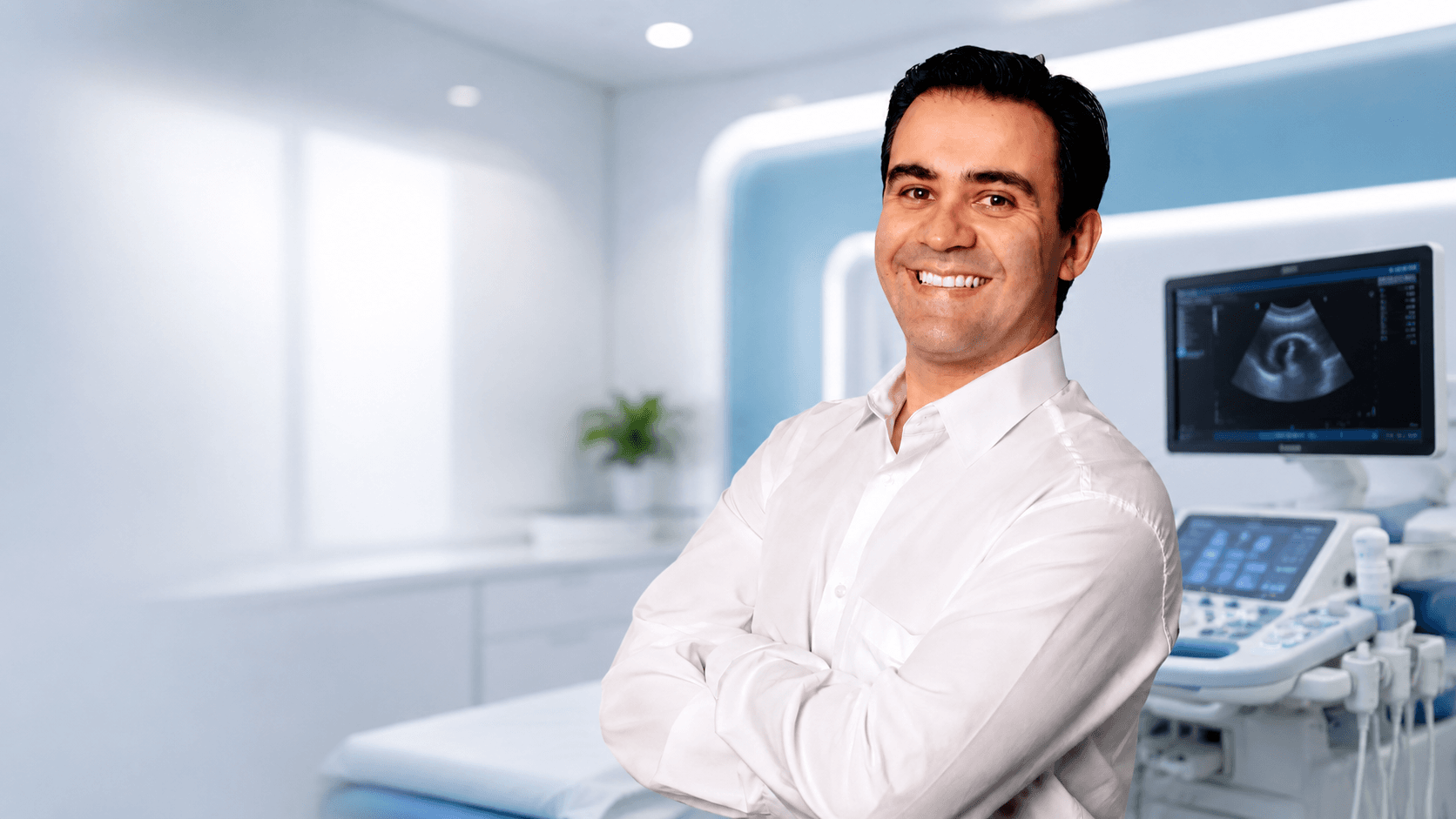 Dr. Lucas Miranda Zucchetto na sala de exames da Ultramed